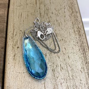 Solitaire Pear Cur Blue Topaz Necklace by Swarovski.